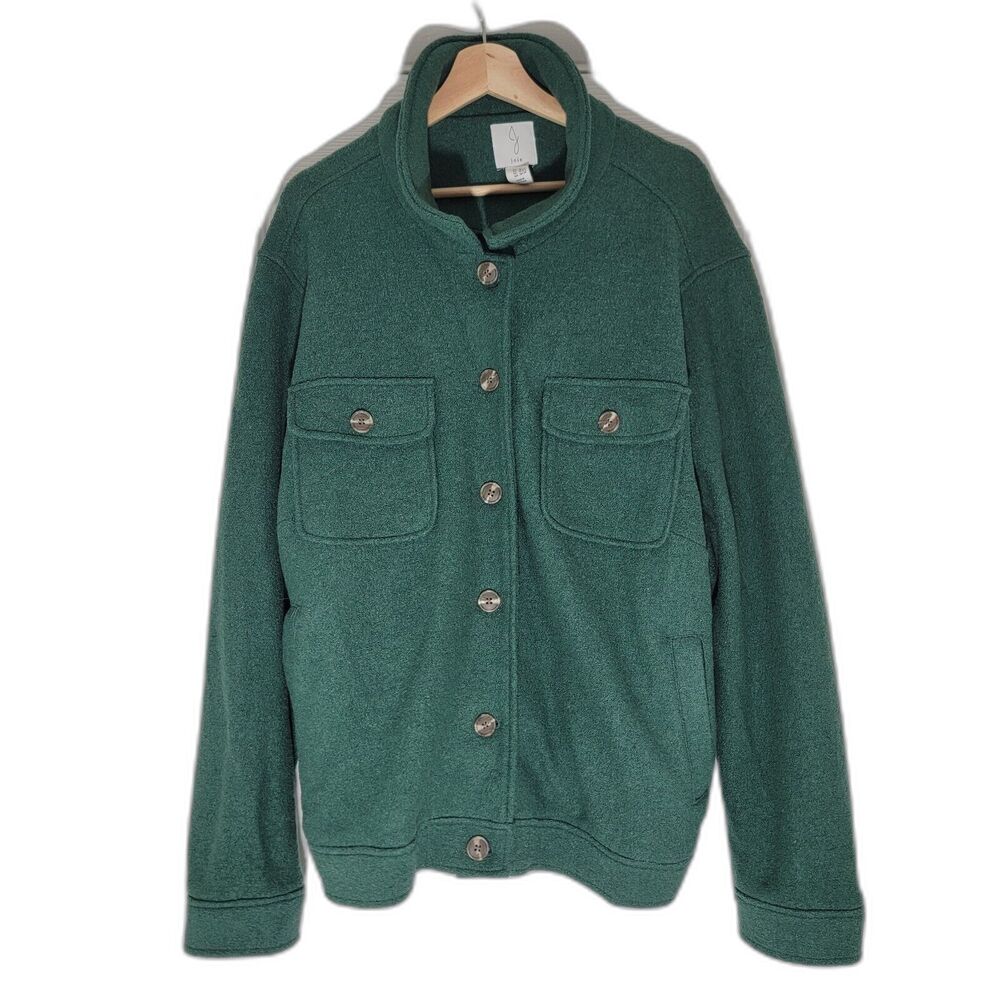 Joie NWOT‎ Boiled Wool Blend Jacket Shacket Green Button Up Pockets Plus Size 3x